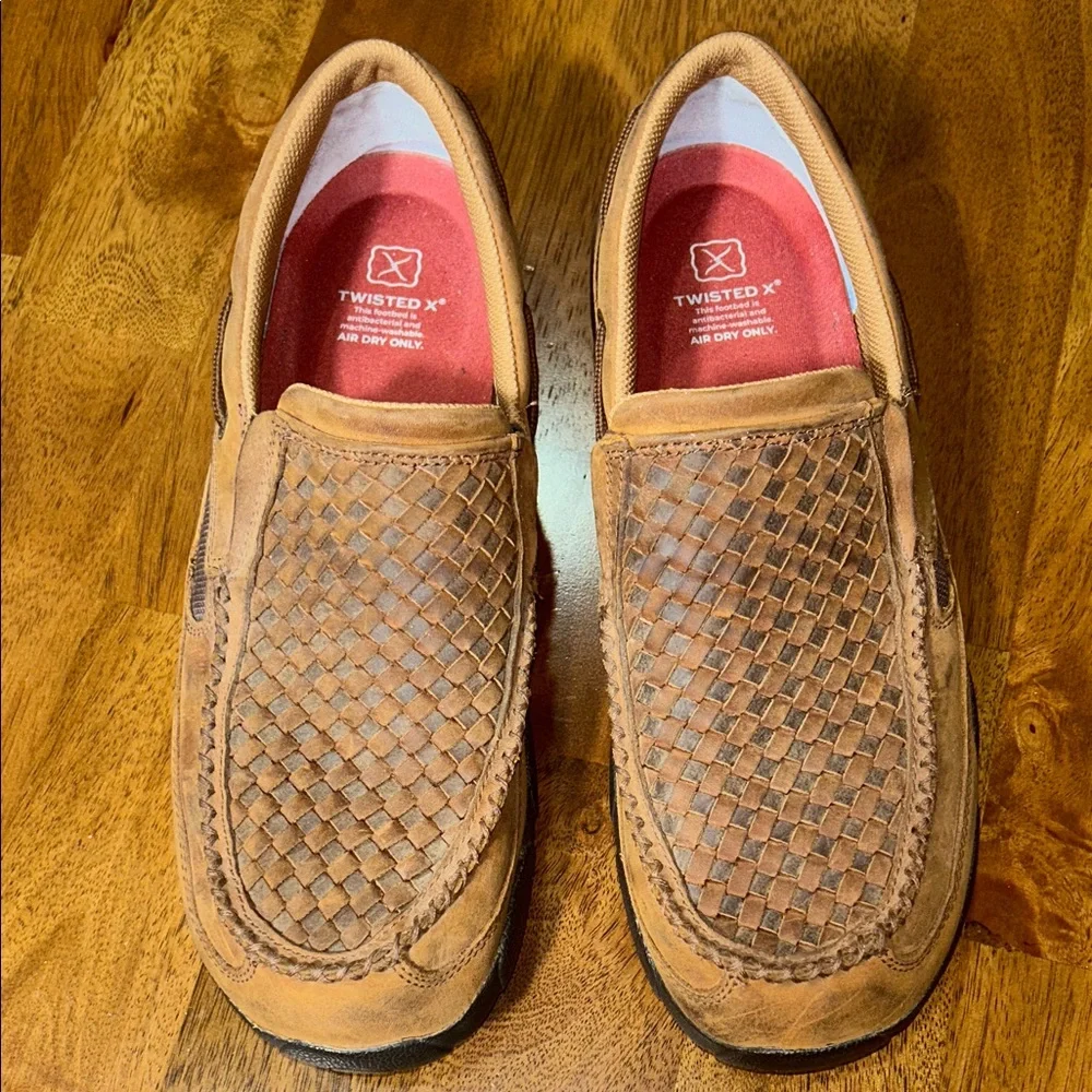 Twisted X  men’s Tan Woven Slip-On Loafers